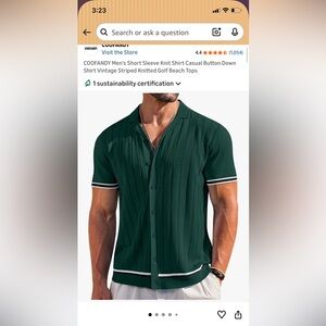 Men's Green Short Sleeve Knit Shirt
